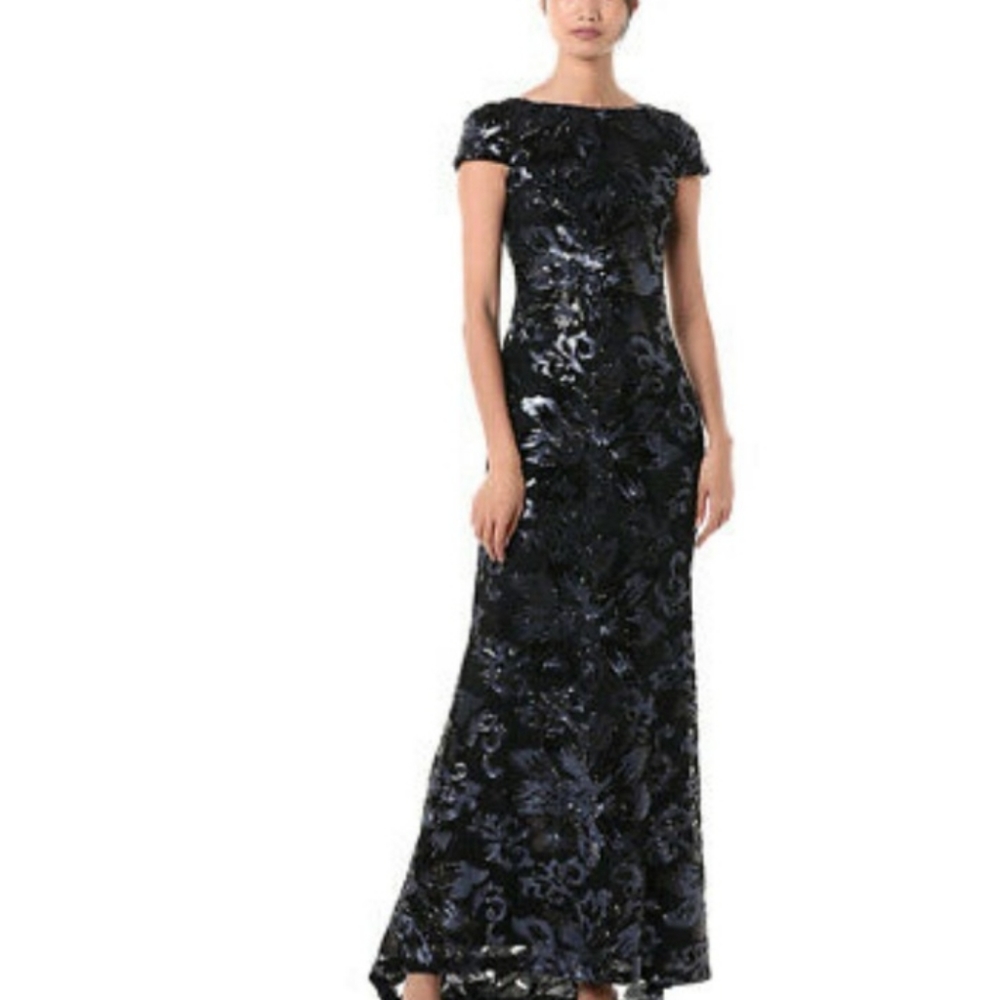 Calvin Klein cap sleeve sequin gown - Picture 6 of 8